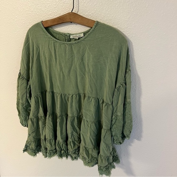 Solitaire Embroidered Tiered Rayon Blouse - Picture 4 of 7